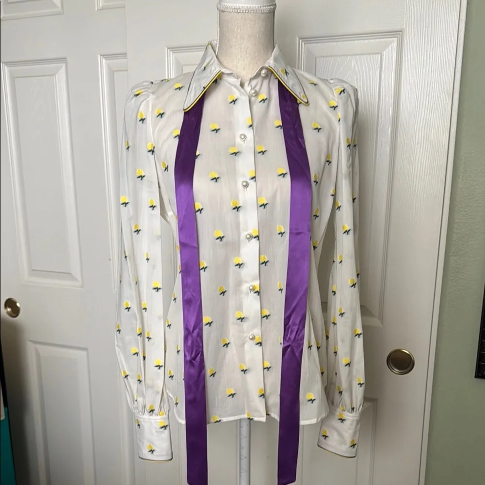 Marc Jacobs Embroidered Blouse Size 4 - Picture 1 of 9